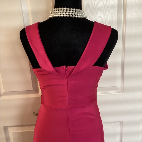 FUSHIA NWT Stretchy Evening Gown with Faux Wrap around Skirt Slit up Rig… - Picture 9 of 12